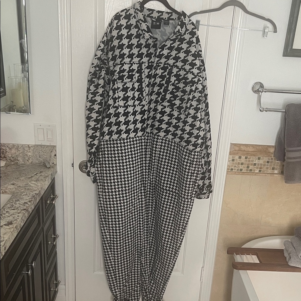 adidas Black and White Houndstooth Jumpsuit - Picture 3 of 7